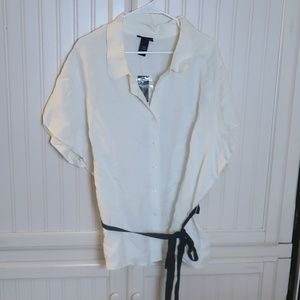 Lane Bryant Off White Linen Blouse Size 26/28